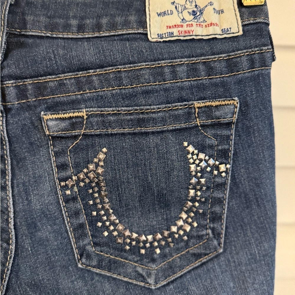 True Religion Women's Studded Blue Skinny Jeans Size 29 - Picture 9 of 13
